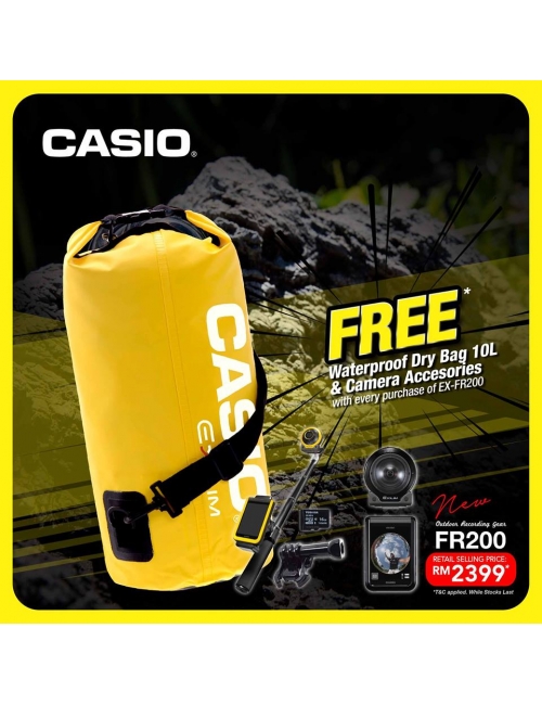 Casio EX-FR200 _ Limited Offer PWG-Grab the Limited Offer with FREE Waterproof Dry Bag 10L & Camera Accessories for every purchase of CASIO EX-FR200! *While Stock Last * T&C apply