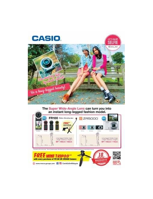 CASIO EX-ZR5000 and FR100 PWG Promo-Free one mini tripod upon purchase of one unit ZR5000 and many more freebies upon purchase of one unit FR100.