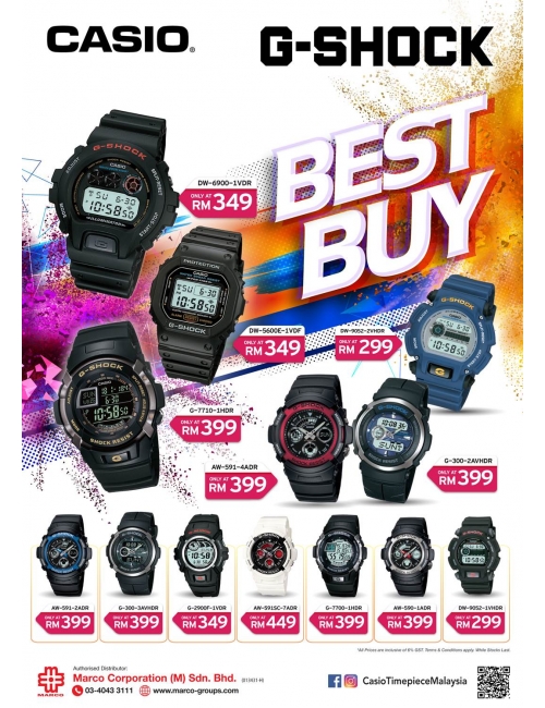 CASIO Timepiece-Best Buy promotion for some of oyr G-SHOCK selections!
Drop by our authorised retailers today and grab these goodies before they're gone!
Outlets:
http://www.marco-groups.com/our-products/store-location?sort=&state=&brand=3&category=1
Note: G-Factory outlets do not carry these models.