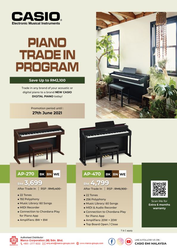 casio piano warranty registration